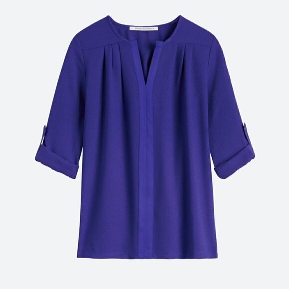 Collective Concepts V Neck Blouse Size M Cobalt NWOT - Picture 1 of 3